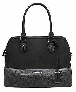 Сумка з ручками David Jones Bugatti Bowling Style, тоут, PU шкіра, різнокольорова смужка, чорний - Фото 1