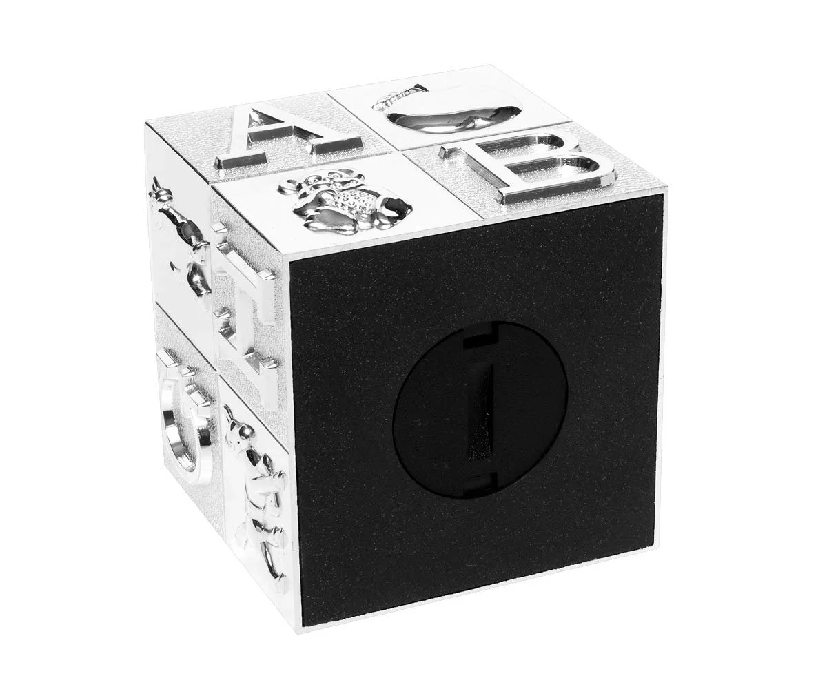 Скарбничка ABC Cube Металева посріблена 8х8х8 см, фото №6