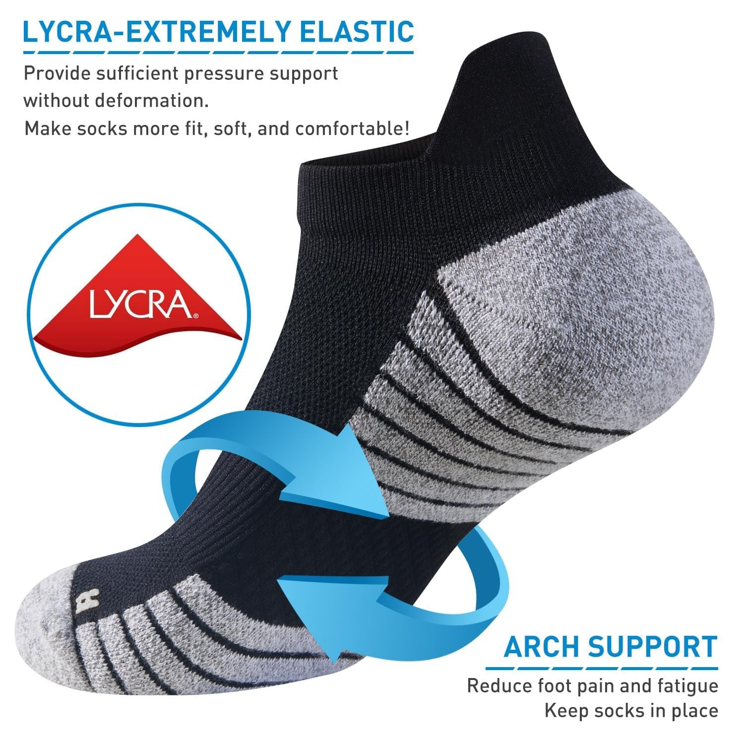 Компрессионные носки HUEGLO 3 пары Спортивные носки для поддержки стопы при подошвенном фасциите для женщин и мужчин Носки для хайкинга Компрессионные носки Носки для бега Спортивные носки Нескользящие, поглощающие пот носки, фото №4