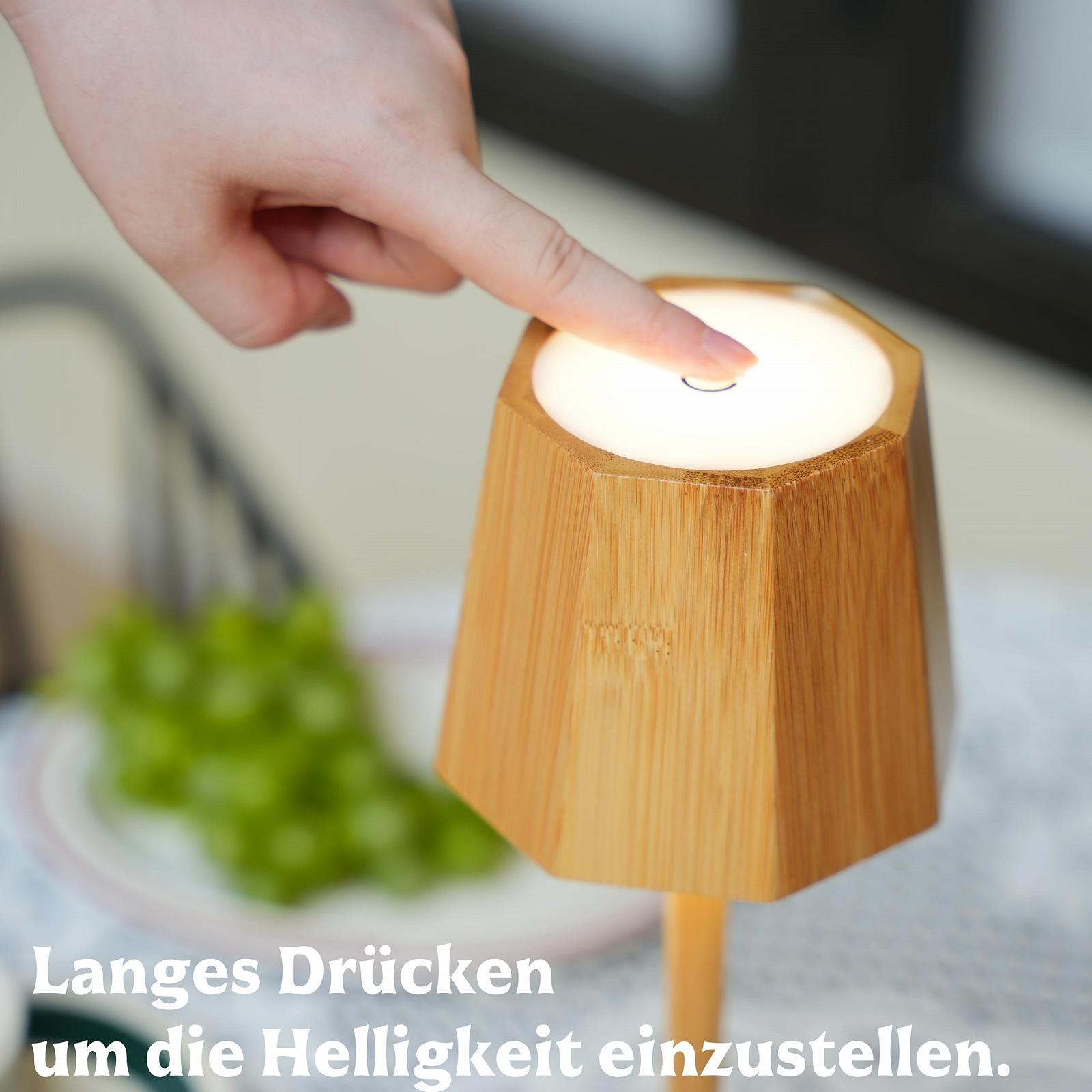 Настільна лампа LED Vintage Bamboo Boho бездротова сенсорна IP54 5200 mAh Дерев'яна, фото №3