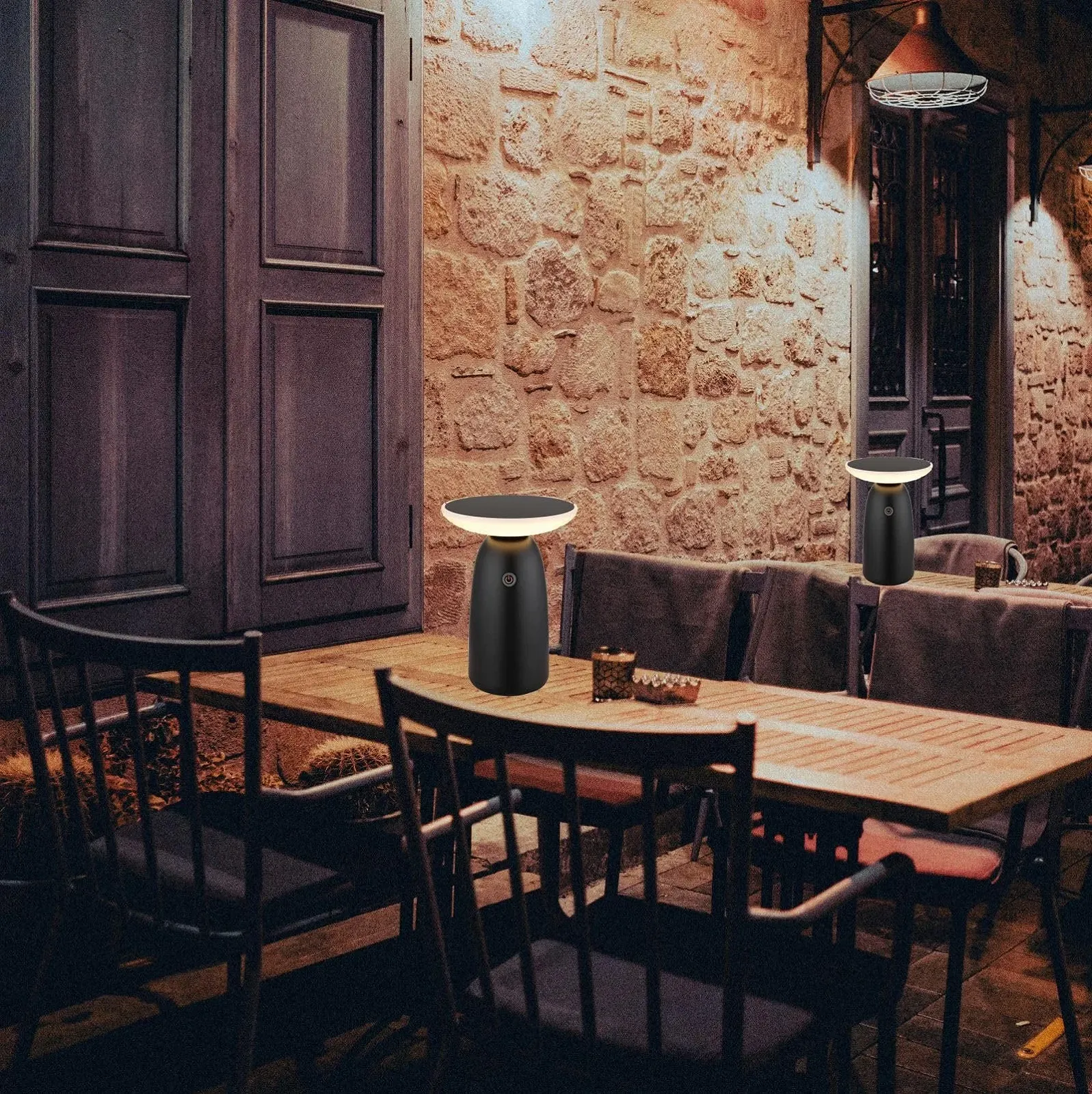 Настільна лампа Бездротова на сонячній батареї Набір 2 шт. LED з функцією димування Сенсорна Чорна USB Акумуляторна, фото №4