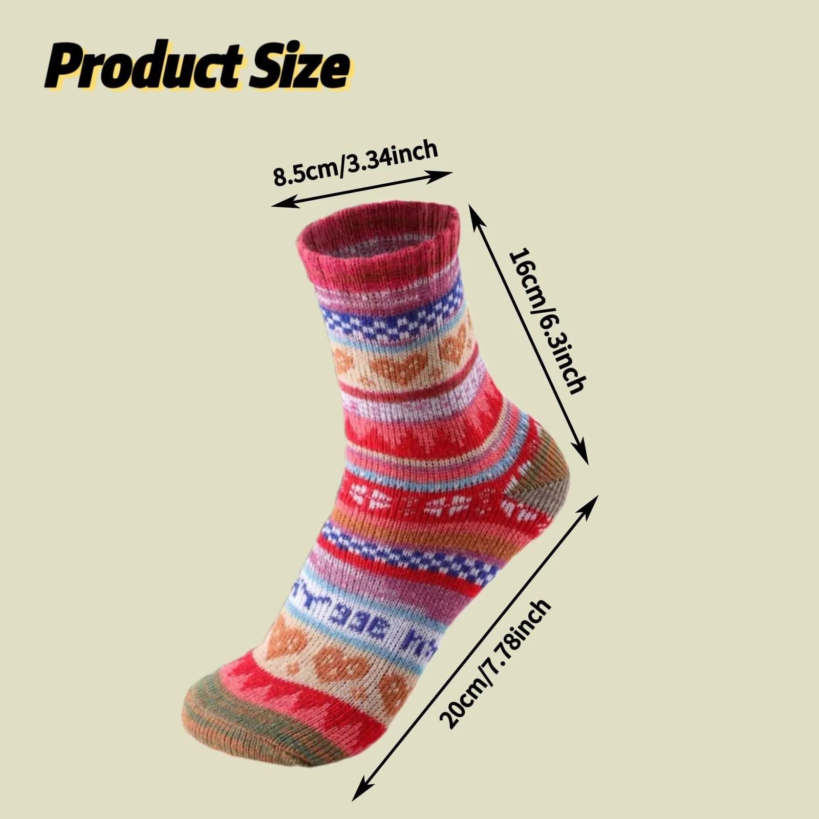 Женские зимние носки Бежевый One Size, фото №2