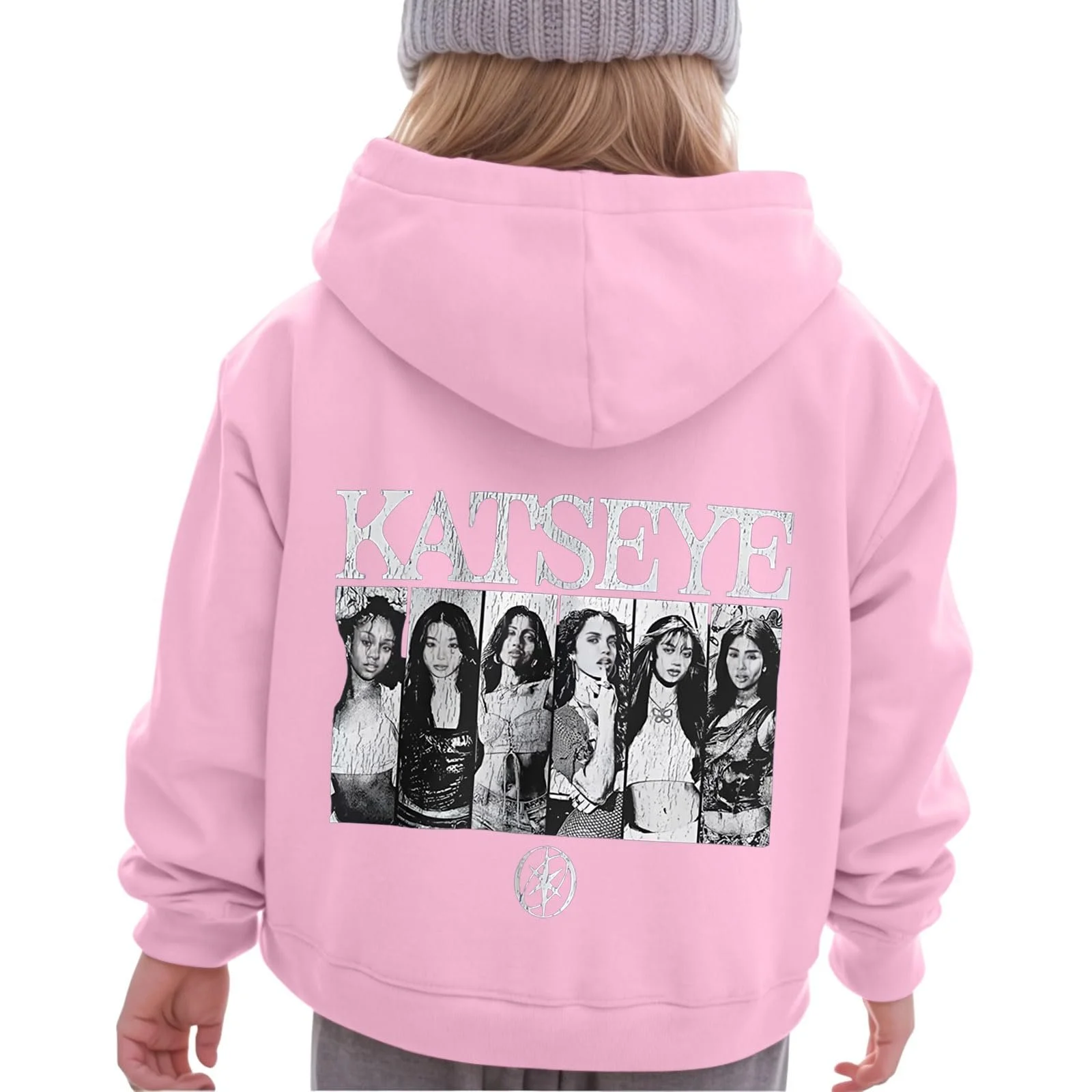 Худи Katseye Oversize для девочек, Модный свитшот с капюшоном, Ретро модель, Зимний джемпер для мальчиков и детей, Повседневный стиль Harajuku, Элегантный и уютный джемпер, Специально разработан, фото №4