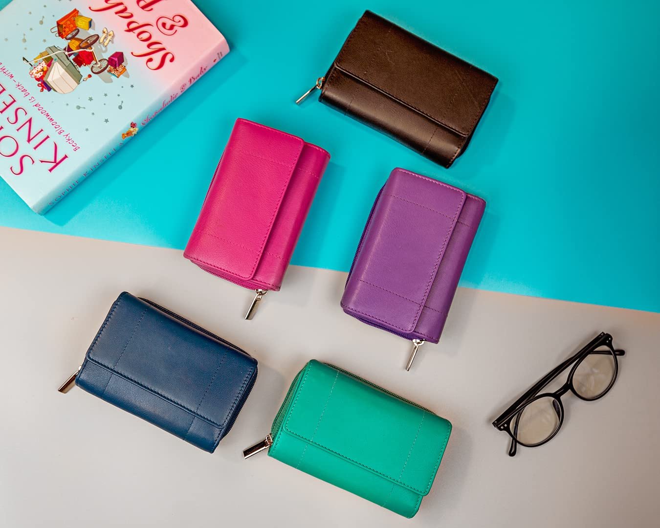 Кошелек кожаный Woodland Leather Маленький кошелек с защитой RFID, отделениями для карт и монет на молнии для женщин, фото №7