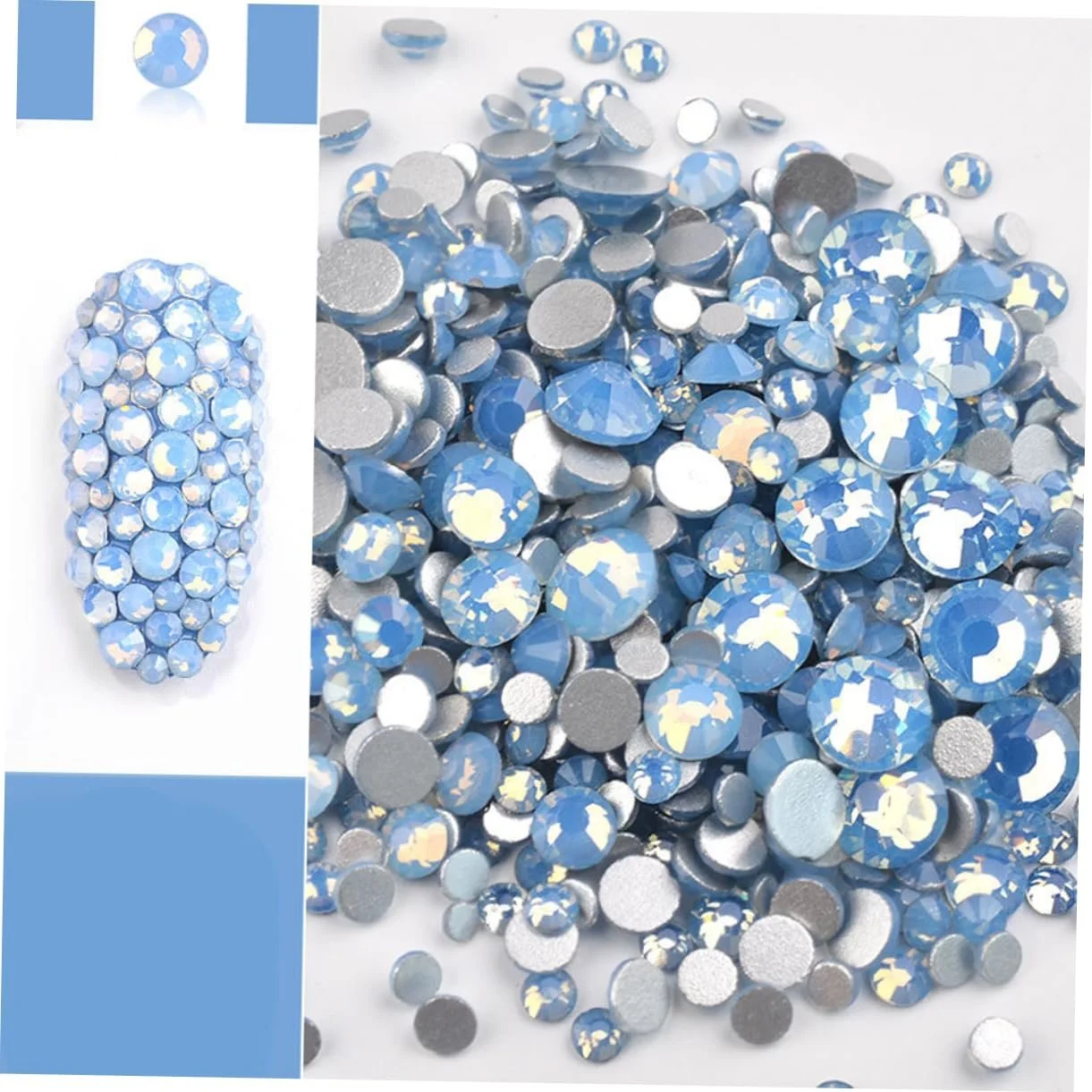 Стрази Housoutil 4 шт Скло для манікюру Різнокольорові скляні нігті, фото №6