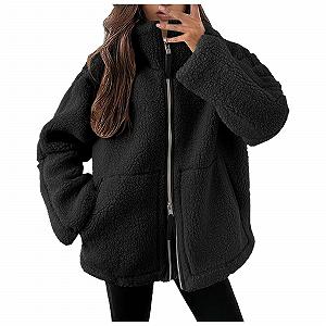Куртка Teddy Fleece Женская Теплая Зимняя Куртка Teddy Fleece с Карманами на Молнии Зимнее Пальто Плюшевая Куртка - Фото 1