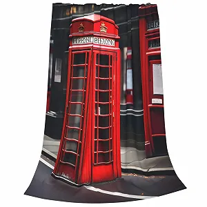 Фланелева Покривало Red Phone Booth London Street, надм'яка, зручна та тепла synthetic.ua - Фото 1