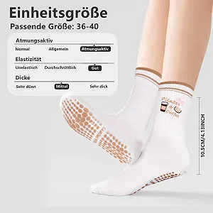 Носки для пилатеса Kaempe, нескользящие носки для женщин с пупырышками, 3 пары носков-стопперов, женские носки для йоги с милыми узорами, нескользящие носки, спортивные носки для йоги, балета, фитнеса synthetic.ua - Фото 1