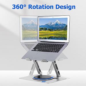 Підставка для ноутбука з регулюванням висоти та обертовою на 360 базою, складана, стабільна, вентильована та ергономічна, сумісна з усіма ноутбуками 10-17 дюймів synthetic.ua - Фото 1