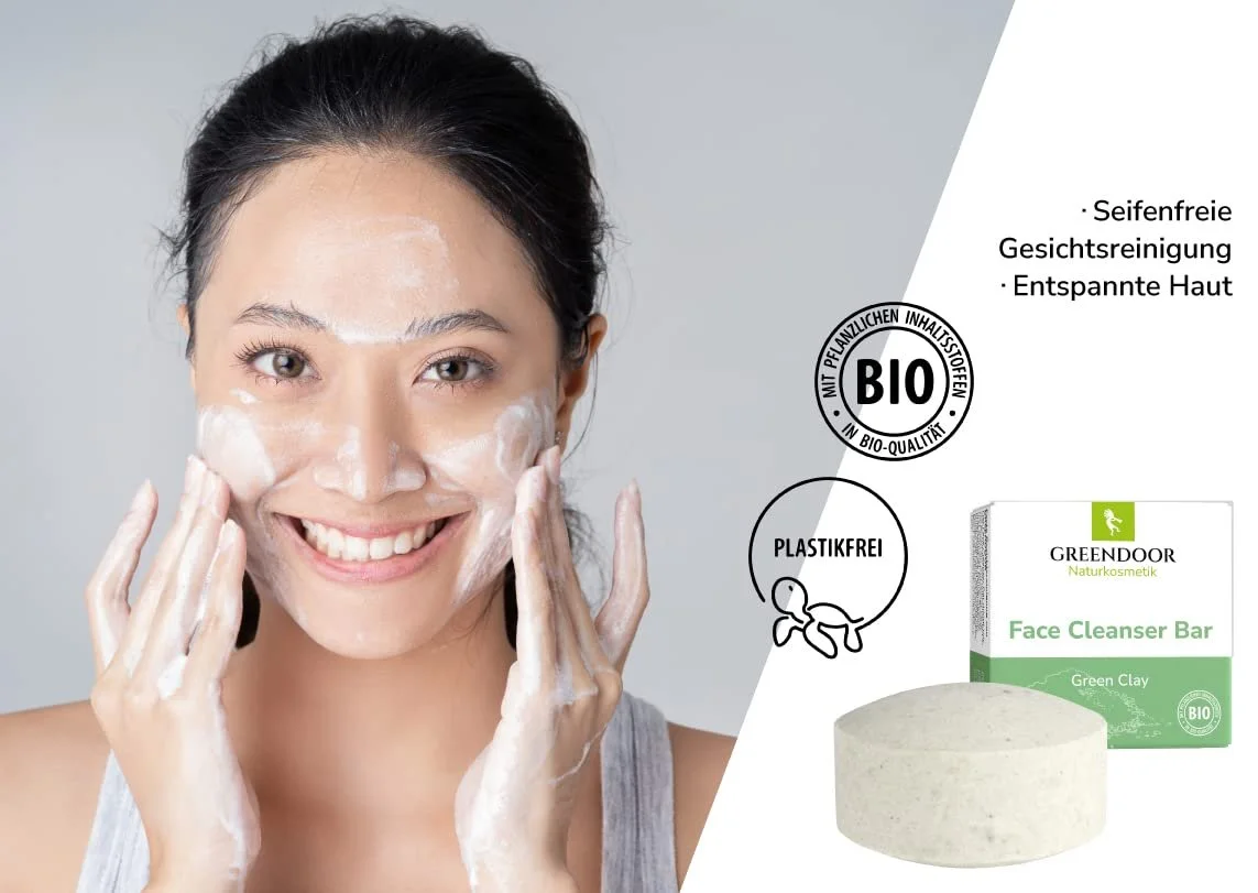 Очищуючий засіб для обличчя GREENDOOR Твердий з глиною, для сухої/нормальної/чутливої шкіри, без мила, фото №3