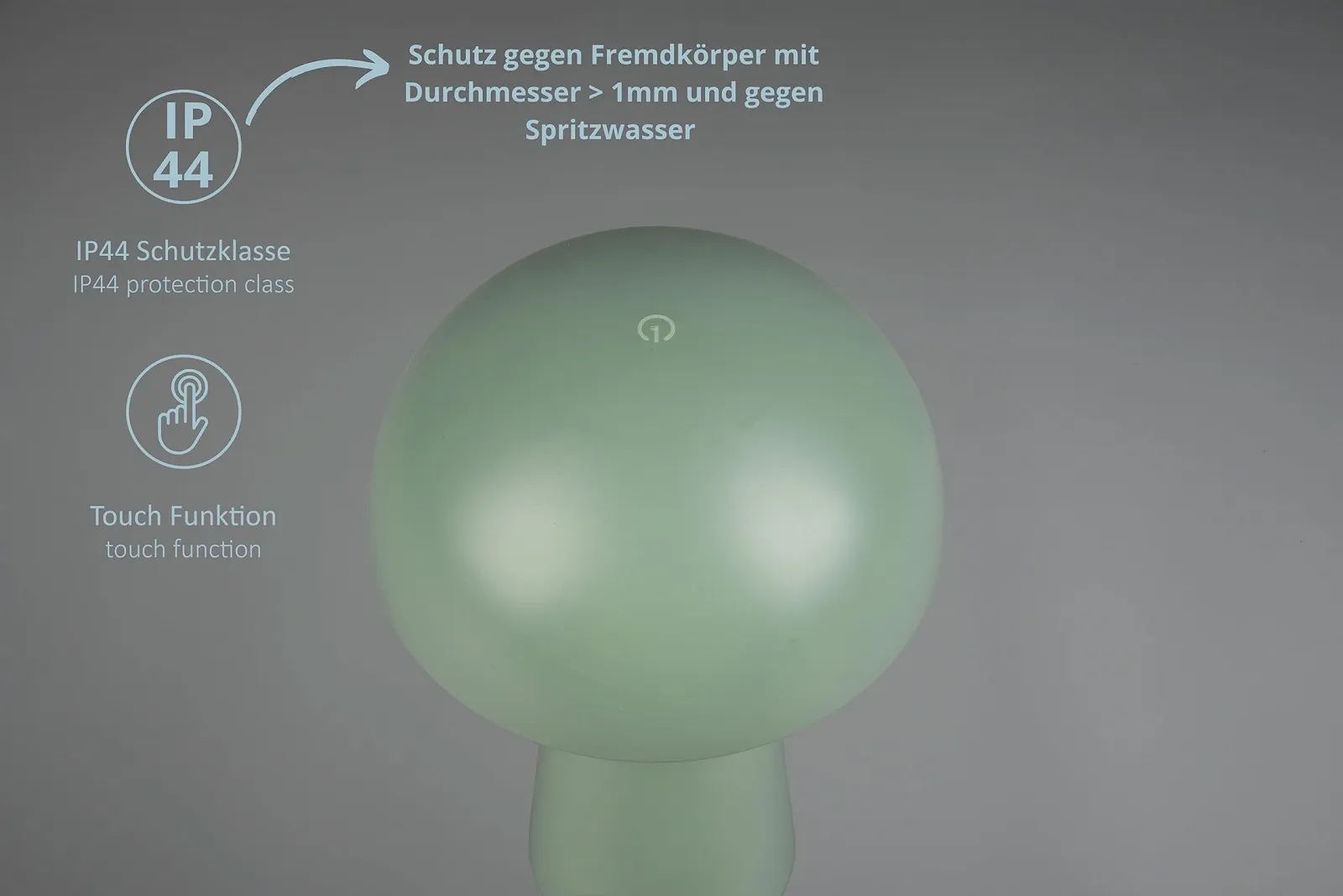 Настільна лампа Lennox Mushroom Бездротова LED Акумуляторна USB 14 x 22 см Фісташково-зелений, фото №4