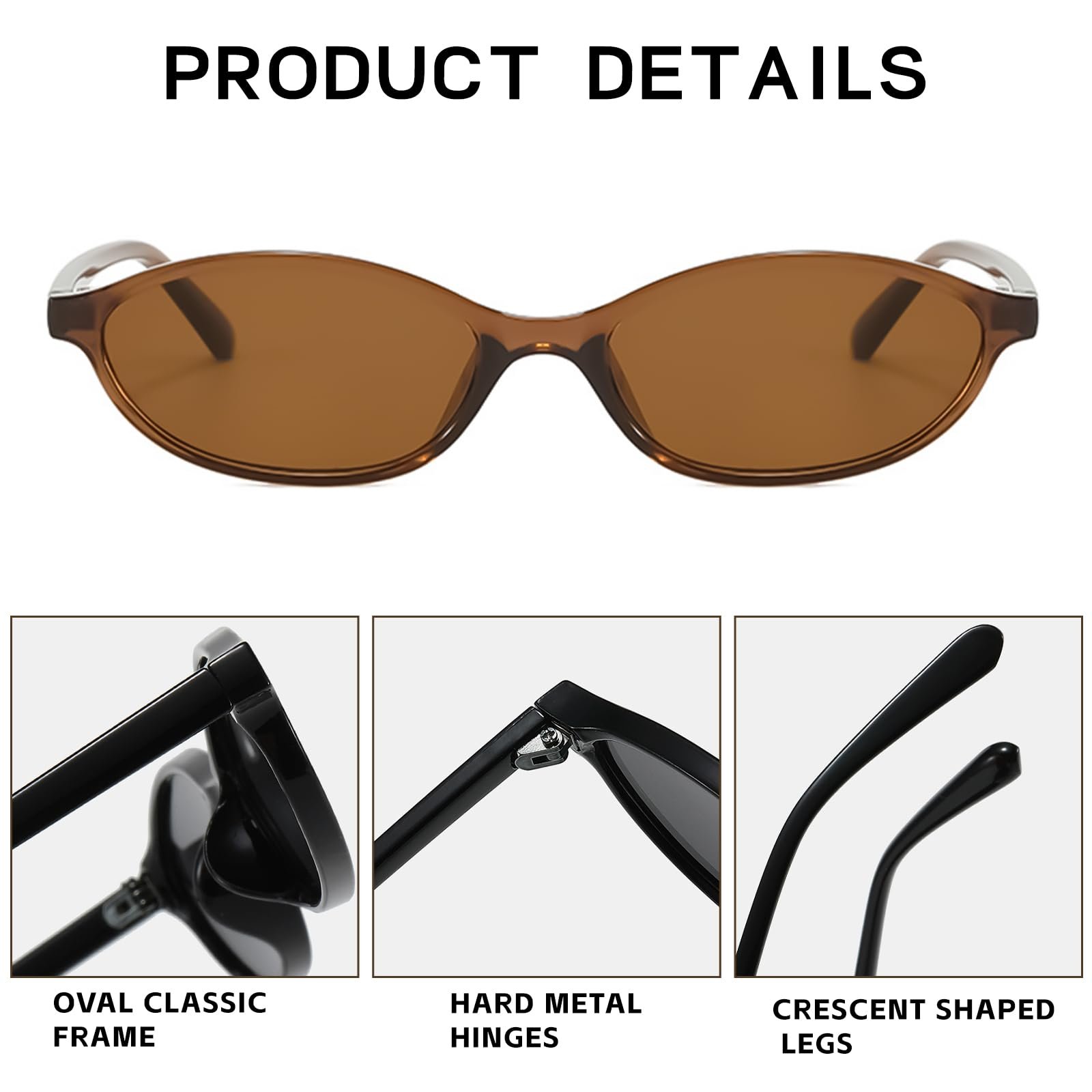 Солнцезащитные очки Retro LOJUDI Женские овальные Cateye Vantage Мужские овальные маленькие очки для женщин с защитой от ультрафиолета, фото №5