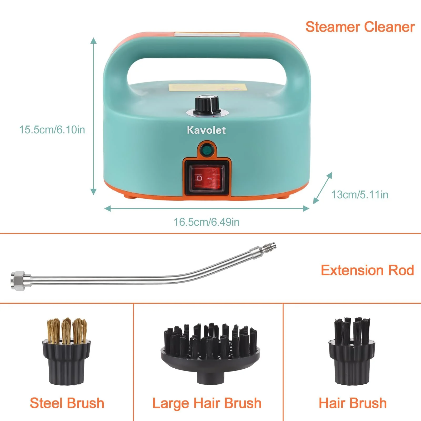 Портативний пароочисник Kavolet 1500 Вт 3.5 бар 50-400 мл/хв 3 насадки, фото №8