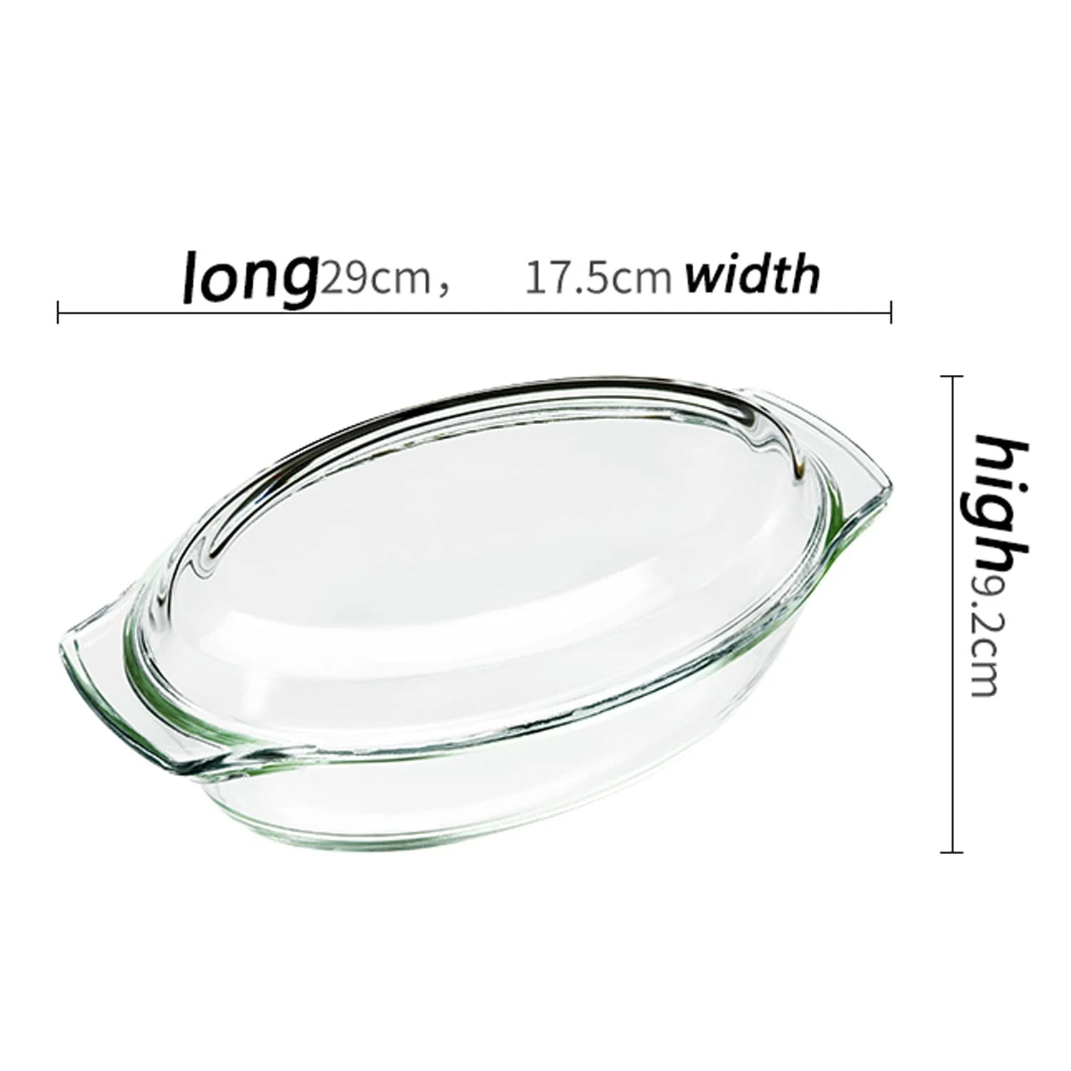 Форма для запікання овальна з кришкою Прозоре жаростійке боросилікатне скло, фото №2
