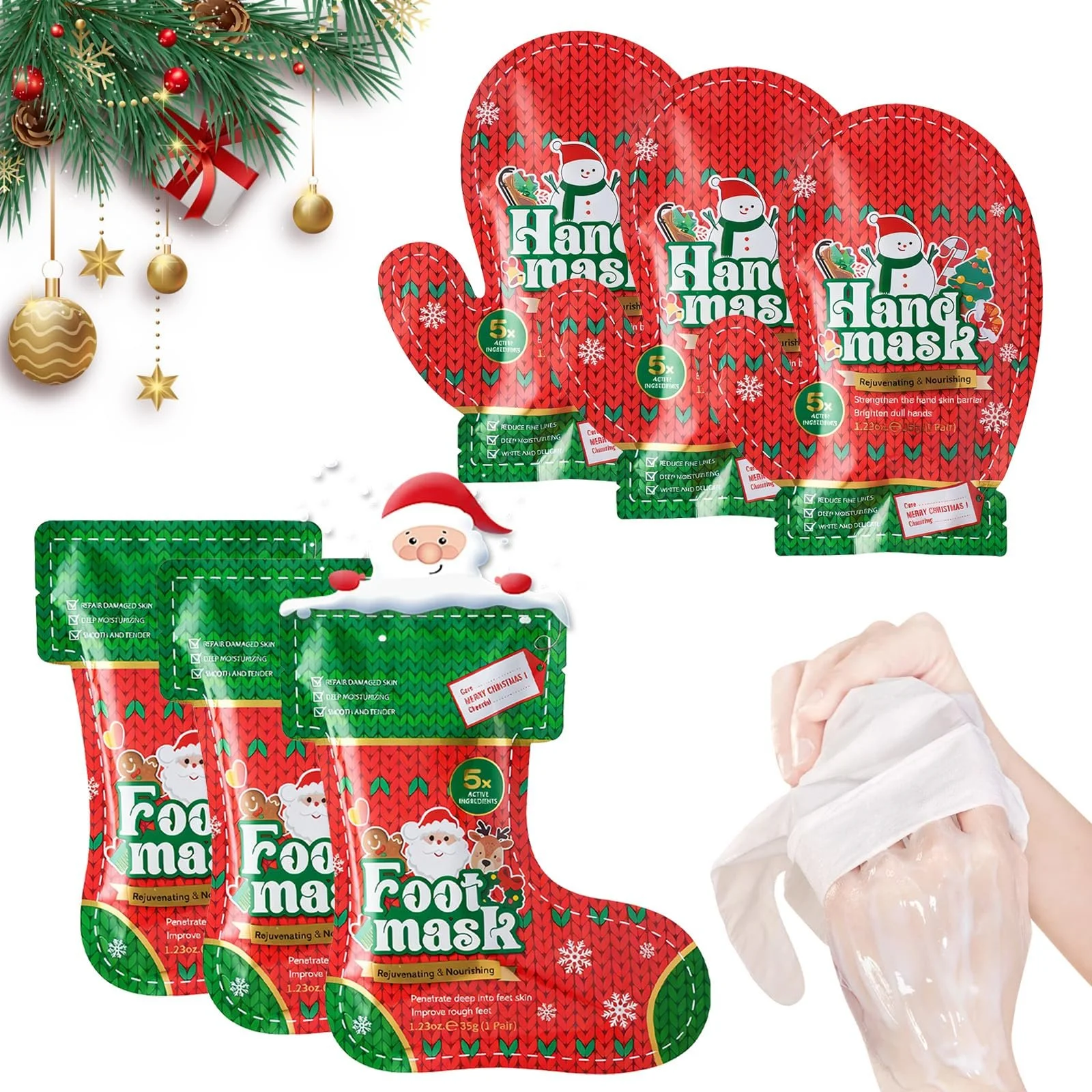 Маска для ніг і рук, 3 пари масок для ніг і 3 пари масок для рук, фото №1