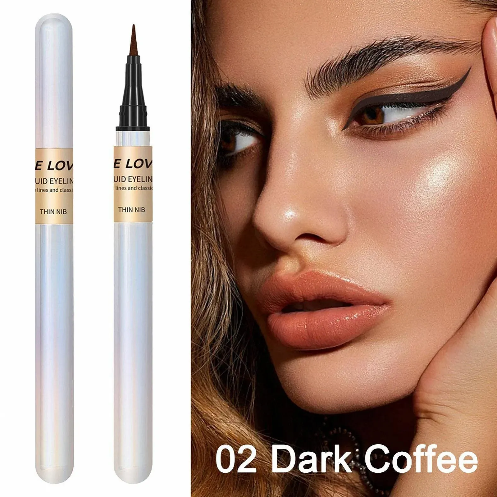 Підводка для очей Lingjiong з ультратонким наконечником, водостійка, матова, фото №3