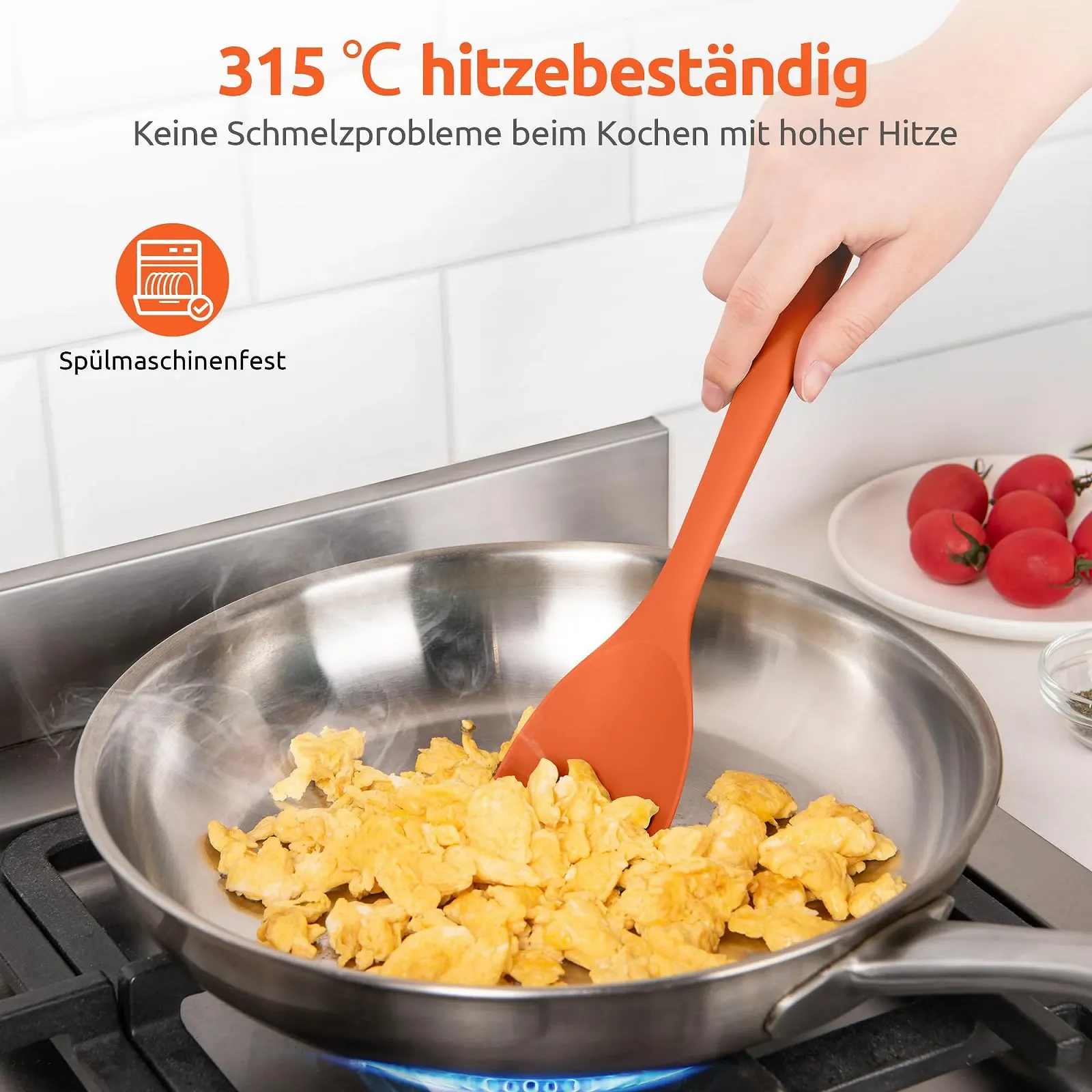 Лопатка-ложка силиконовая U-Taste термостойкая до 315°C Помаранчевая, фото №3