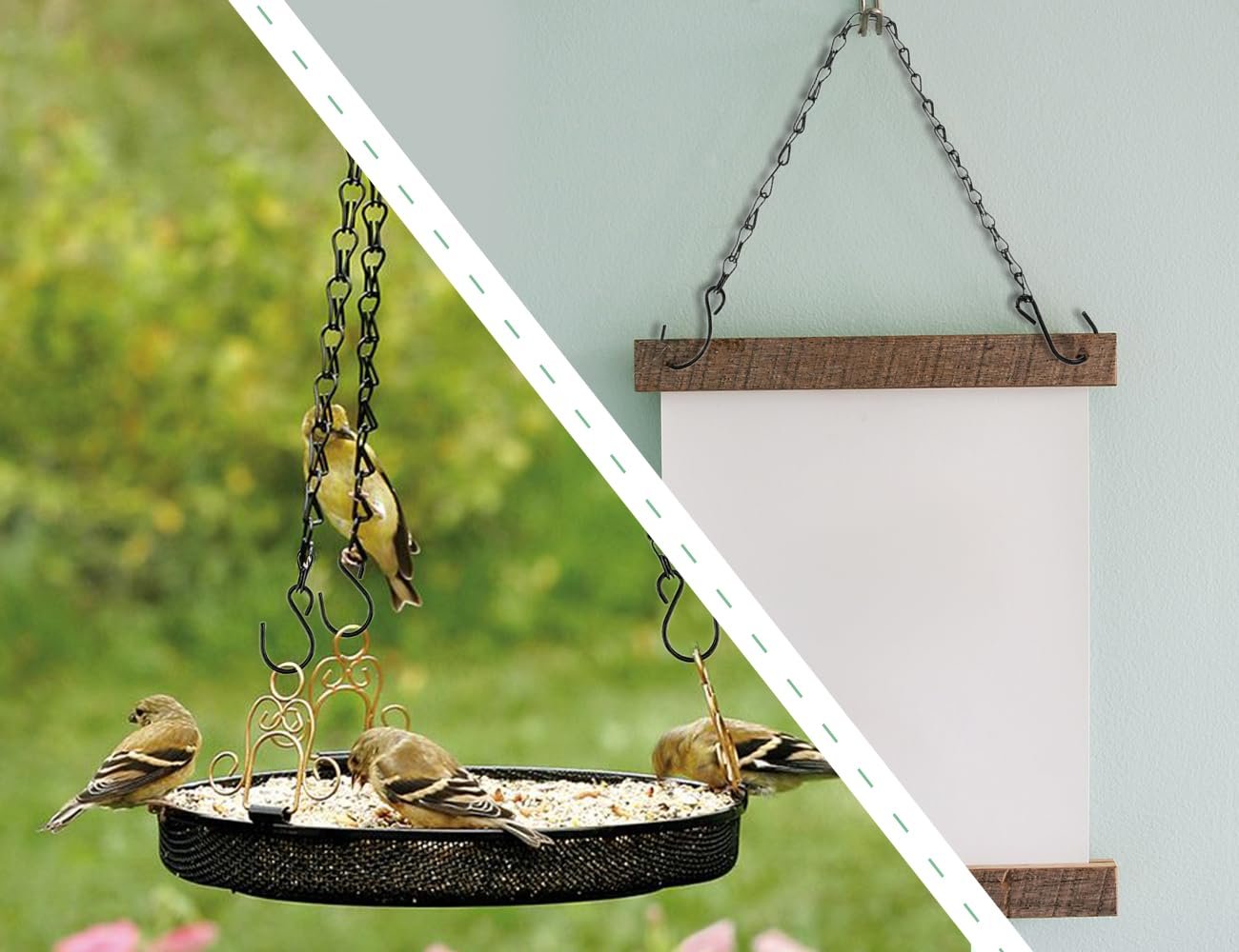 Набор цепочек для подвесных корзин Металлические трехпроводные с S-образными крючками, 2 шт., 32 см, Черный, фото №6