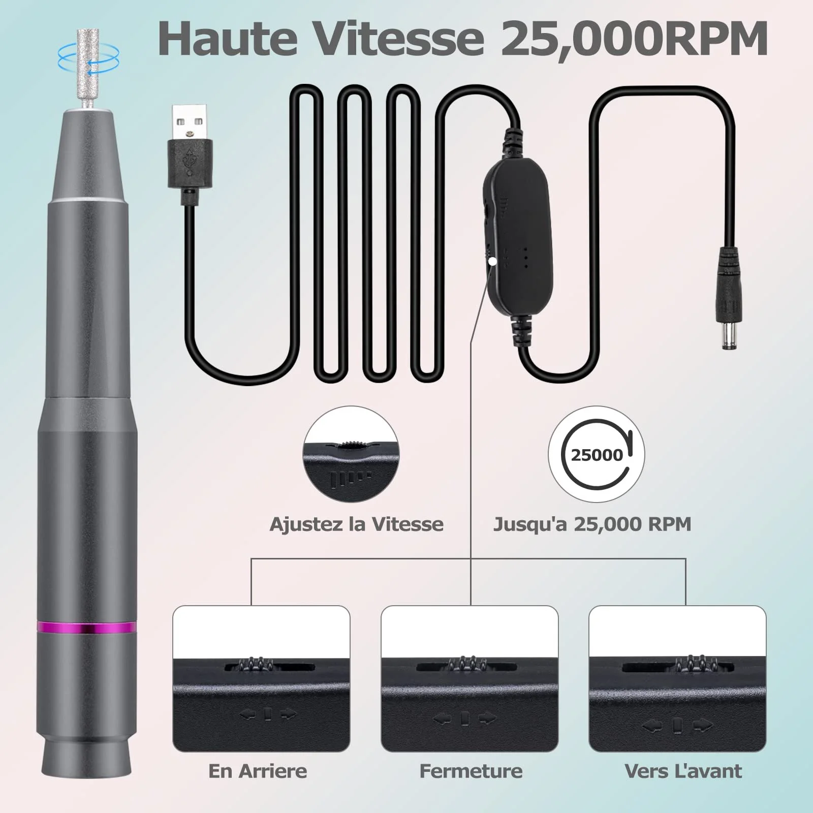 Електричний набір для манікюру та педикюру BillyBath Professional 25000RPM 12 в 1 з регульованою швидкістю, фото №4