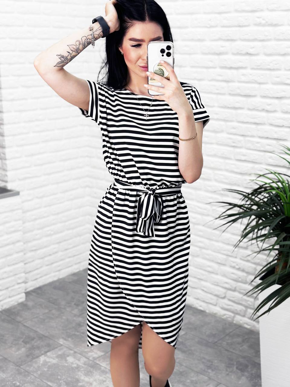 Женское летнее стильное платье в полоску GF04172 цвет черный размер 46/48, фото №4 Женское летнее стильное платье в полоску GF04172 цвет черный размер 46/48, фото №4