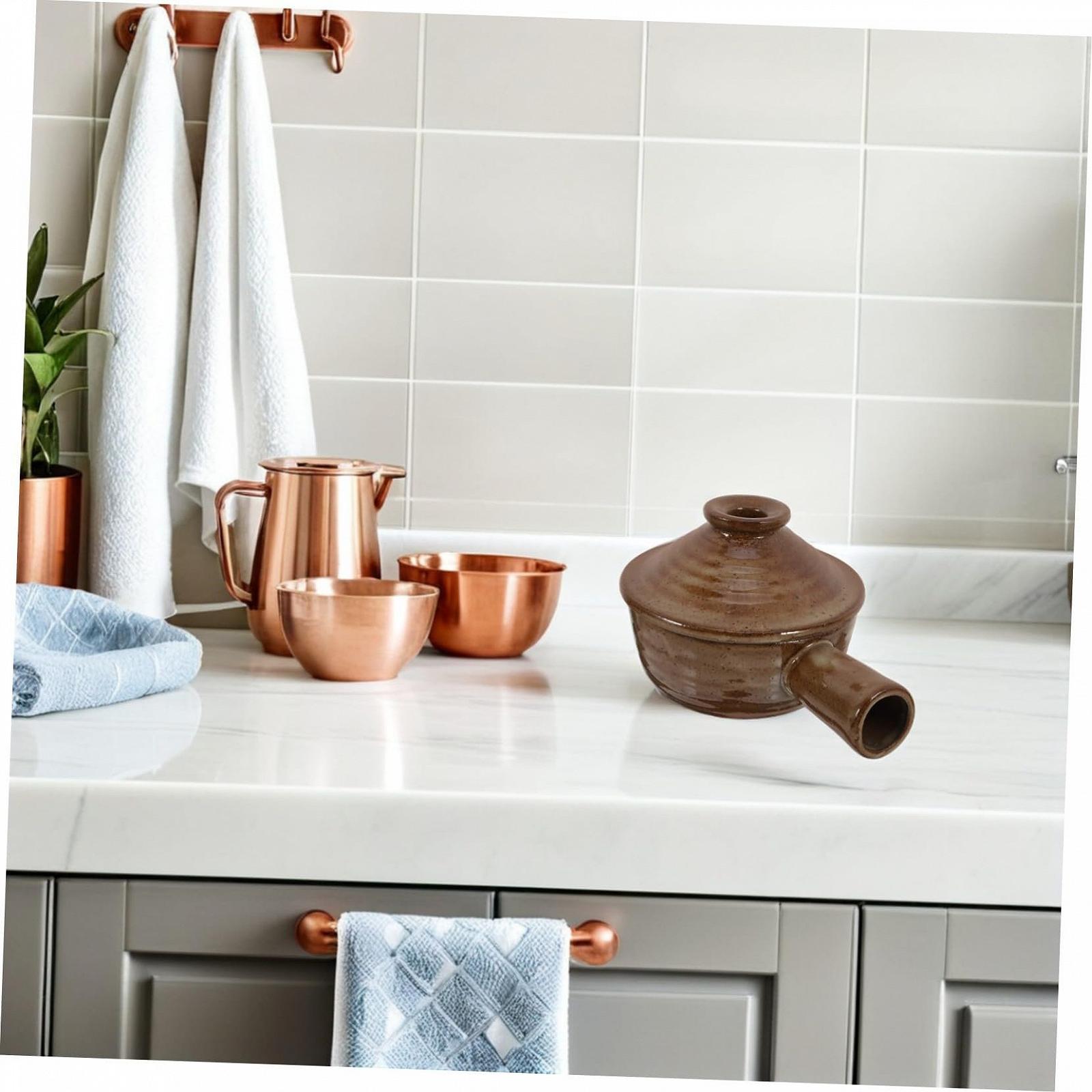 Набор горшков 2 шт. керамических с крышкой для микроволновой печи круглые, фото №6