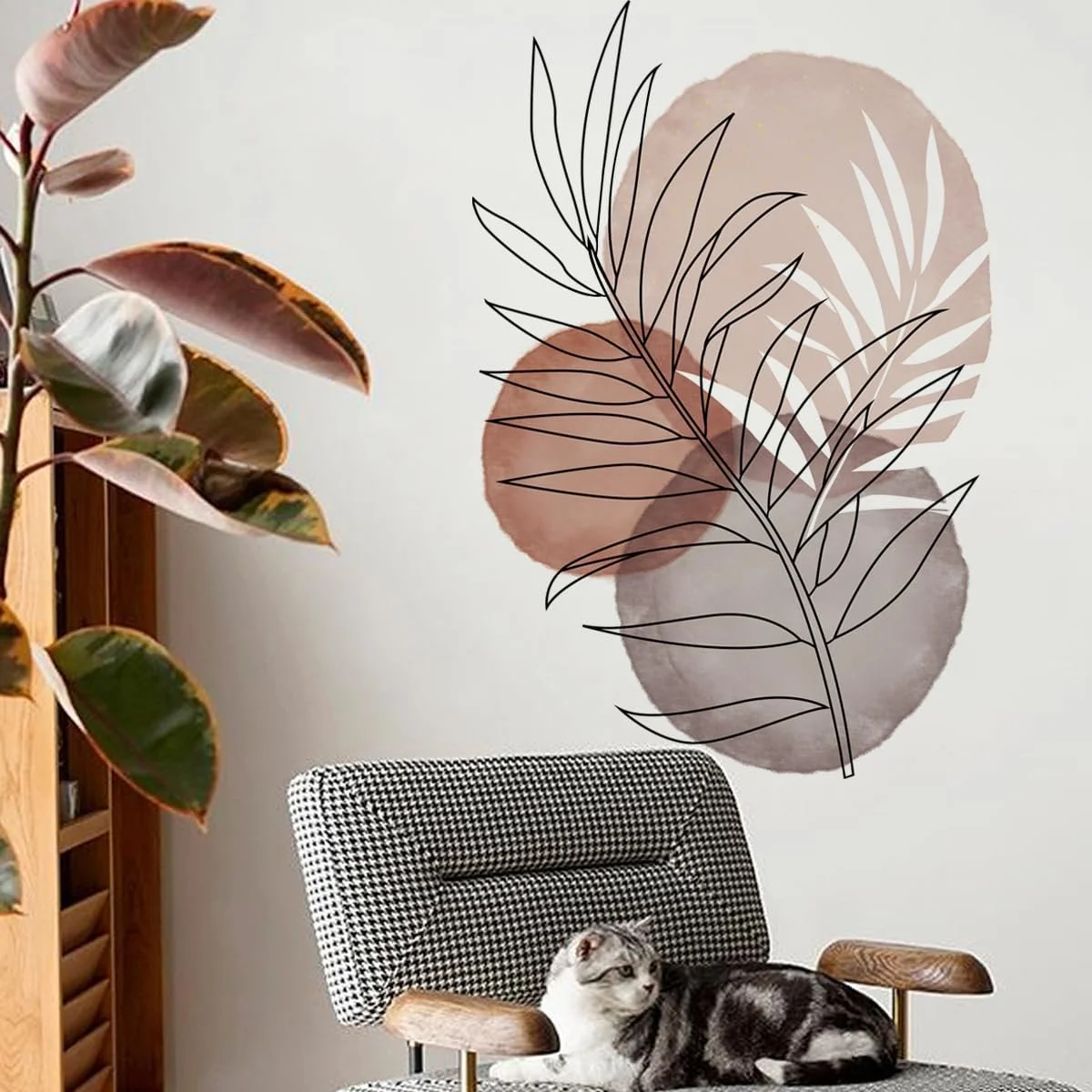 Настінні наклейки Runtoo Boho Leaves Plant Flower Ретро Абстракція, фото №4