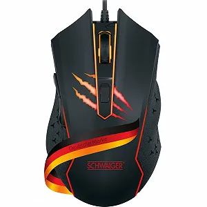 Мышь игровая SCHWAIGER, 6 кнопок, 4 уровня DPI до 3600 DPI, проводная, USB-A, кабель 1,6 м, нескользящая, эргономичная, для ПК, ноутбука, компьютера, Windows, Mac, Linux, Plug & Play - Фото 1