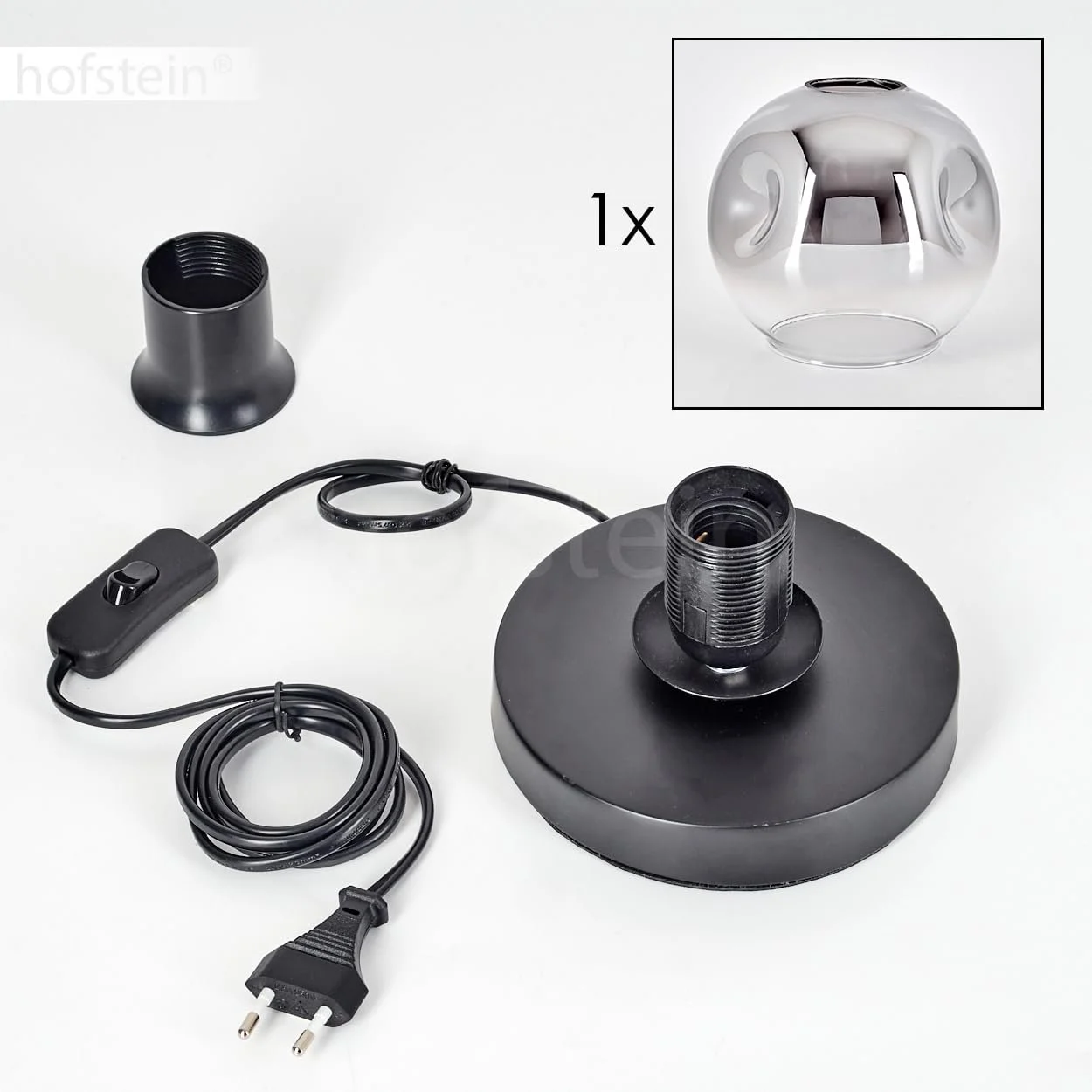 Настільна лампа Ripoll Metal/Glass Modern Retro/Vintage 15 см E27 Чорний/Димчастий/Прозорий, фото №7