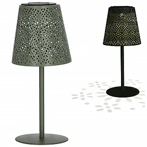 Светодиодная настольная лампа Cepewa Солнечная с узором IP44 12 x 27 см Зеленая - Фото 1