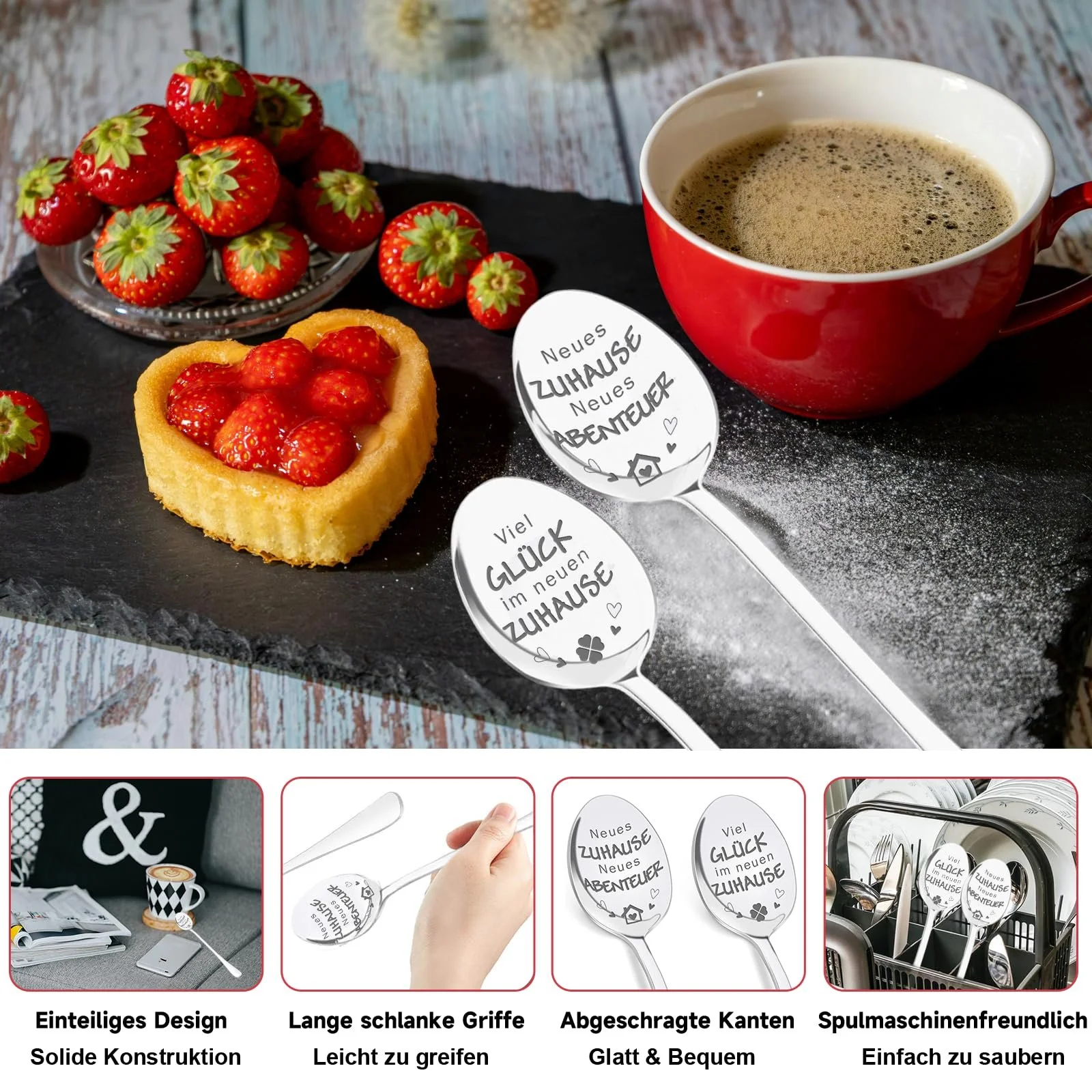 Ложка для кави з гравіюванням New Home New Adventure, набір 2 шт., фото №6