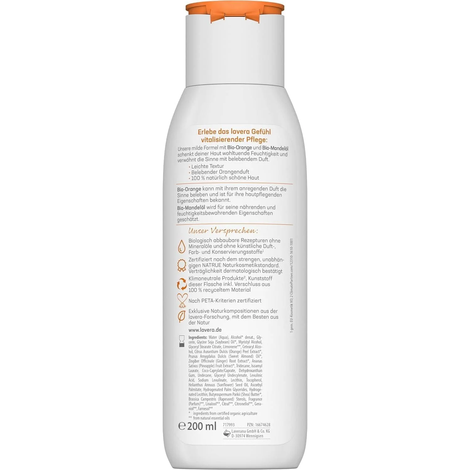 Лосьйон для тіла lavera Vitalising Бадьорий апельсиновий аромат - 200 мл, фото №2