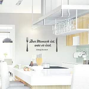 Настінна наклейка Wandkings 'Der Mensch ist was er isst' (Ludwig Feuerbach) 50 x 24 см Сірий synthetic.ua - Фото 1