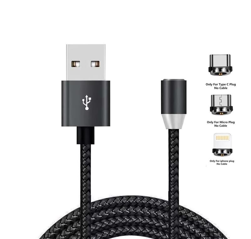 Кабель XoKo SC-350 Magneto USB-Lightning/microUSB/USB Type-C 1.2м Black (SC-350MGNT-BK), фото №1