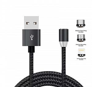 Кабель XoKo SC-350 Magneto USB-Lightning/microUSB/USB Type-C 1.2м Black (SC-350MGNT-BK) - Фото 1