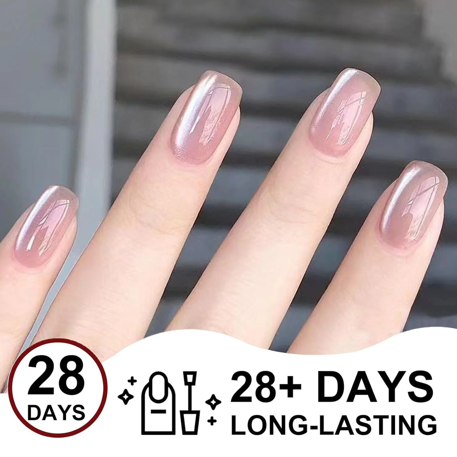 Гель-лак Котяче око Pink Cat Eye, рожевий з блискітками, 9D, фото №5