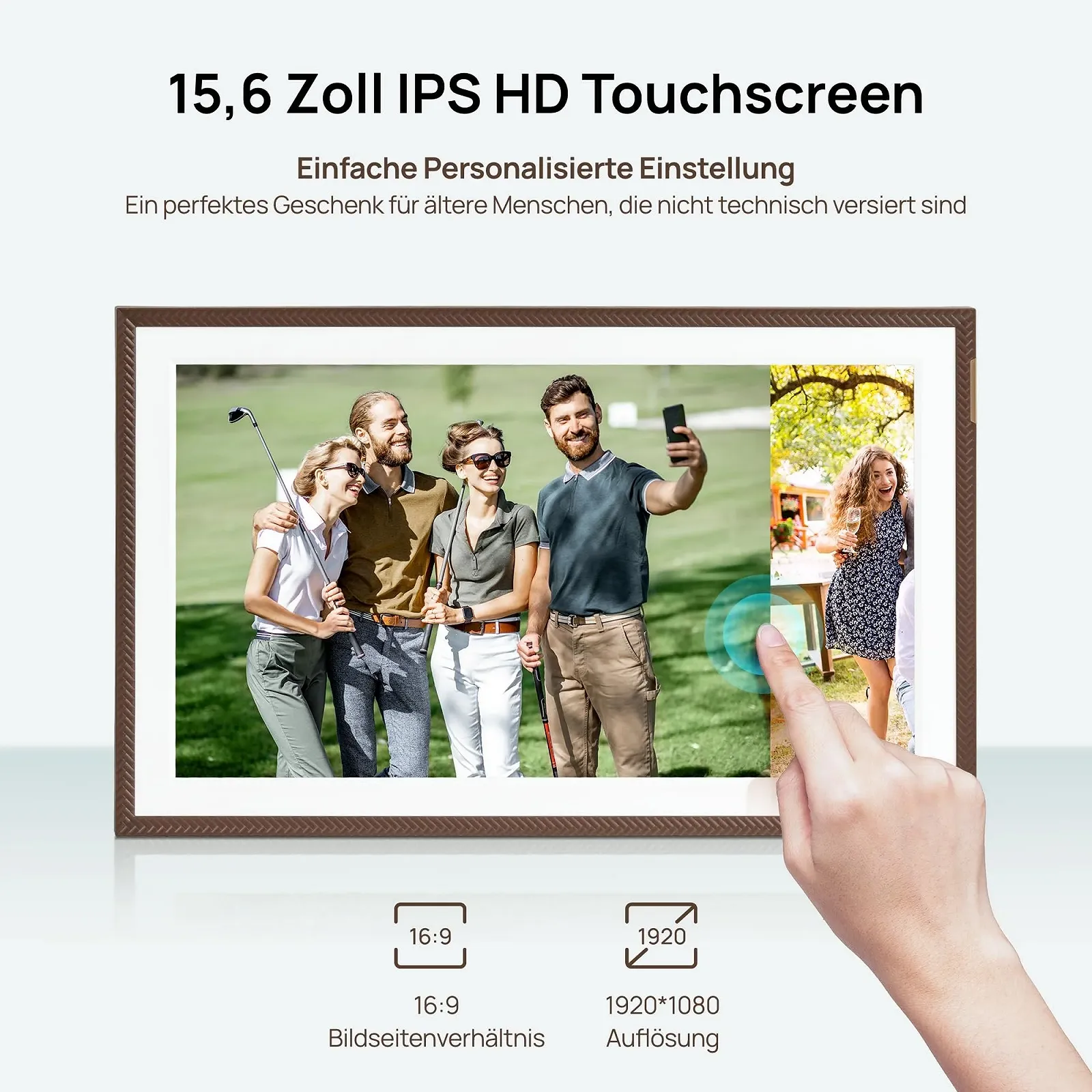 Цифровая фоторамка ARZOPA D15 15.6 дюйма FHD Сенсорный экран Brown, фото №2 Цифровая фоторамка ARZOPA D15 15.6 дюйма FHD Сенсорный экран Brown, фото №2
