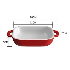 Форма для запекания фарфоровая прямоугольная с ручками 27 x 17 x 4,5 см красная synthetic.ua - Фото 1