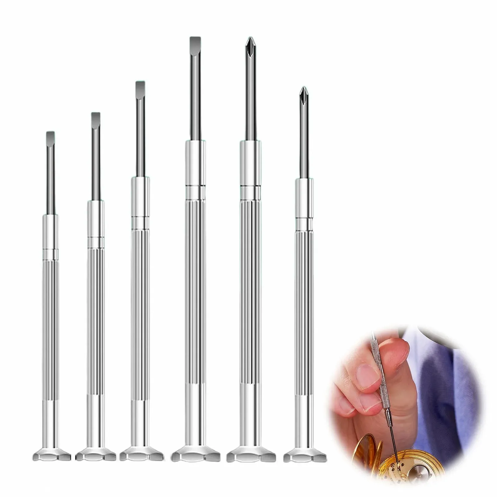 Набір інструментів для годинників 6 предметів Precision Phillips/Slotted 82 мм-102 мм з поворотною головкою, фото №7