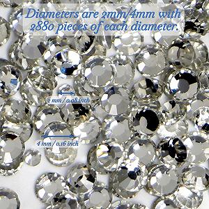 Кристальные Стразы для ногтей 2880 шт, 2 мм/4 мм Плоские Стразы, Серебряные Круглые Плоские Декоративные Камни для Ногтей (Серебряные) synthetic.ua - Фото 1