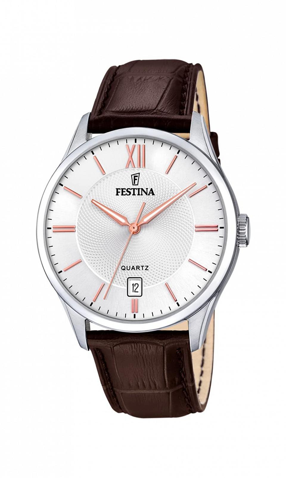 Чоловічий аналоговий кварцовий годинник Festina зі шкіряним ремінцем, фото №1