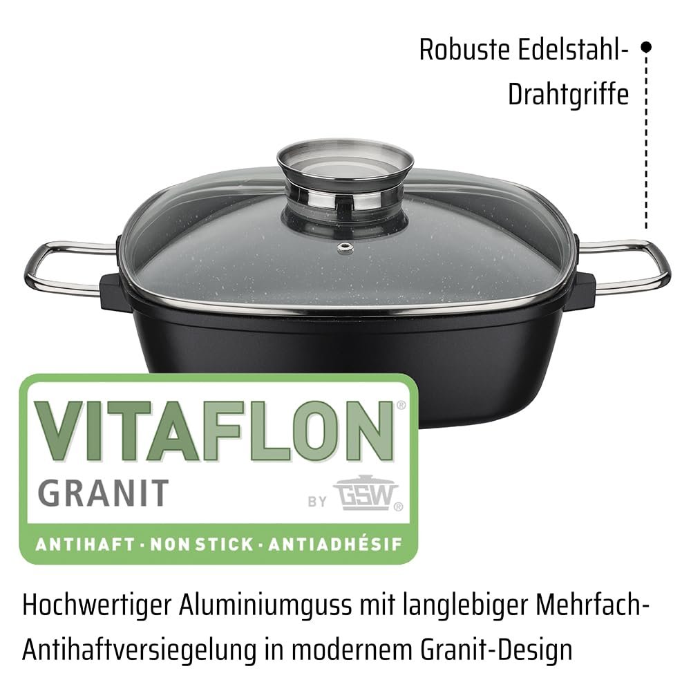 Форма для запекания GSW Gourmet 414579 Квадратная Гранит Алюминий Черный 28 x 28 x 8.5 см, фото №3 Форма для запекания GSW Gourmet 414579 Квадратная Гранит Алюминий Черный 28 x 28 x 8.5 см, фото №3