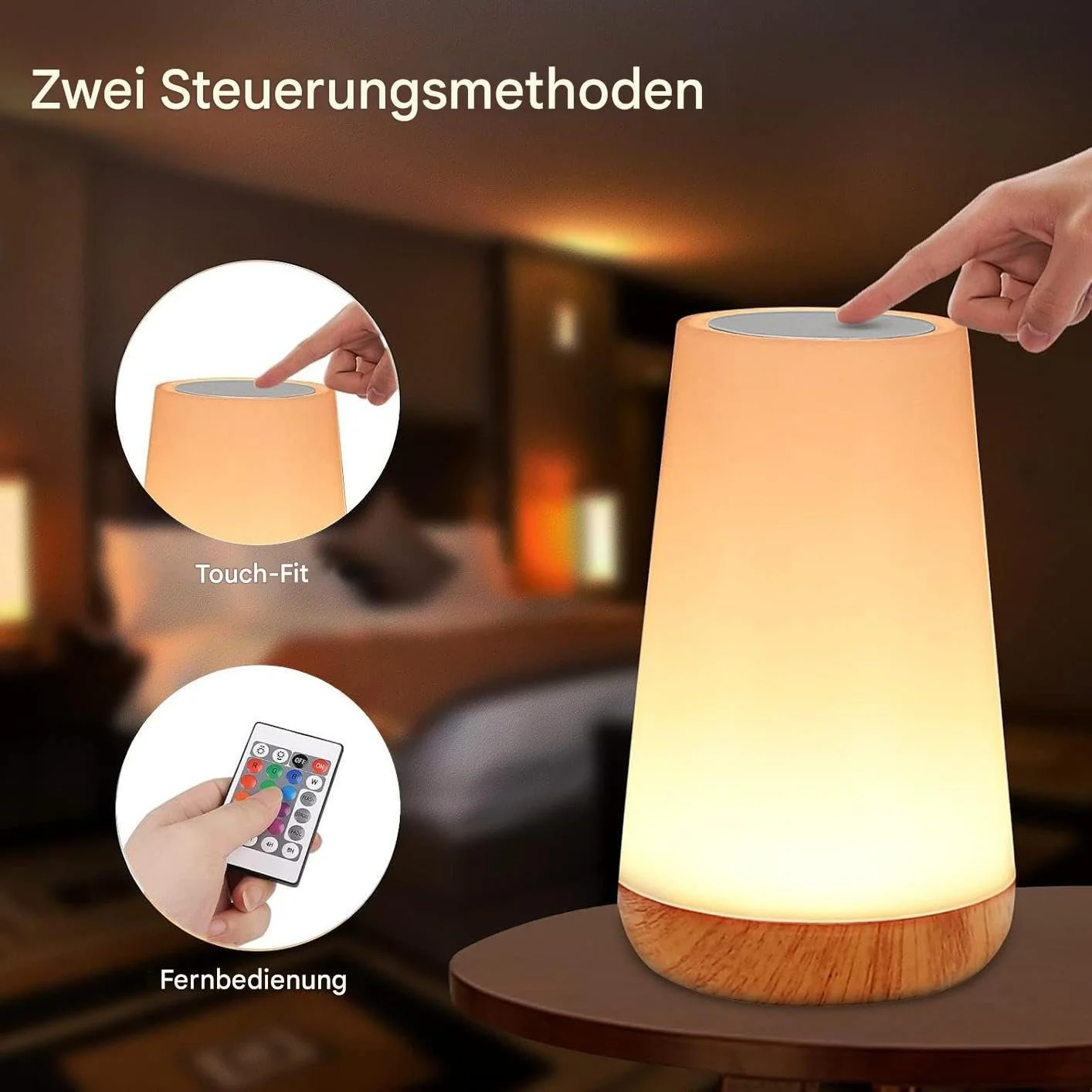 Настільна лампа нічник YverLand Сенсорна 13 кольорів 4 режими USB 1800 мАг Дистанційне керування Конусна, фото №3