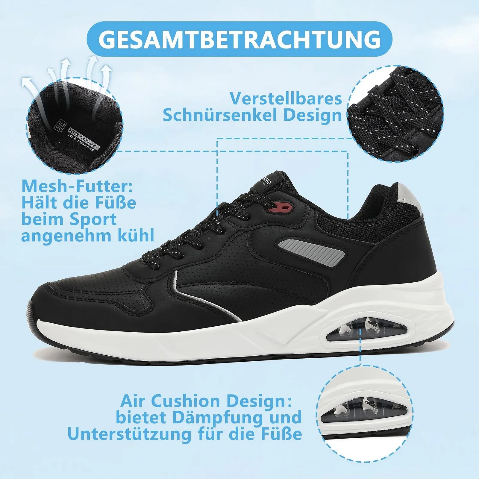 Кроссовки AX BOXING Спортивная обувь Амортизирующие Нескользящие Повседневные Легкие Размер 41-46 EU, фото №3