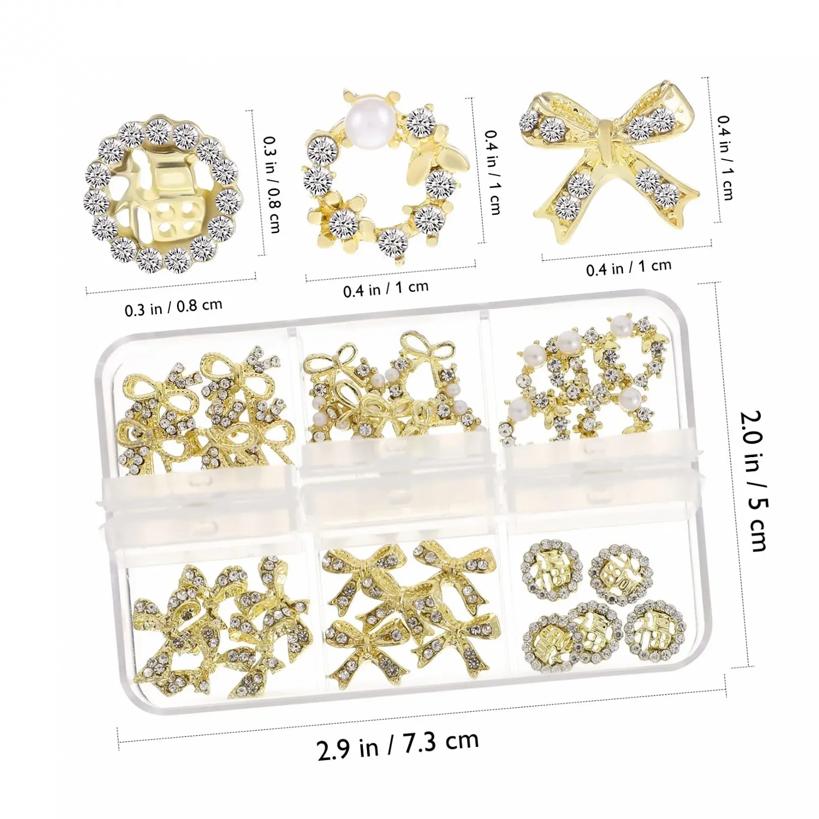 Украшения для маникюра FRCOLOR 150 штук Металл для дизайна ногтей с практичным кейсом для хранения, фото №4