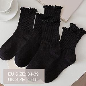 Носки Женские Черные с рюшами, Милые Носки, Хлопковые Носки для Женщин, 6 пар synthetic.ua - Фото 1