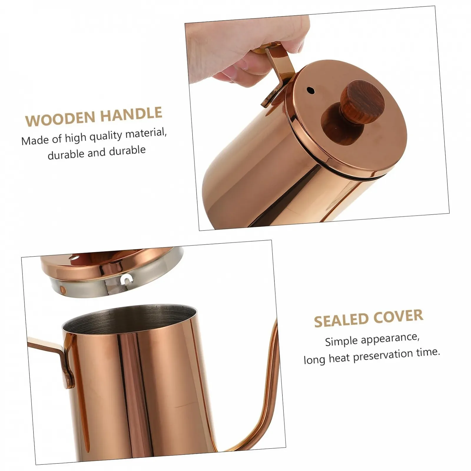 Кавник Ipetboom з нержавіючої сталі для заварювання кави, з довгим носиком, 600 мл, фото №5