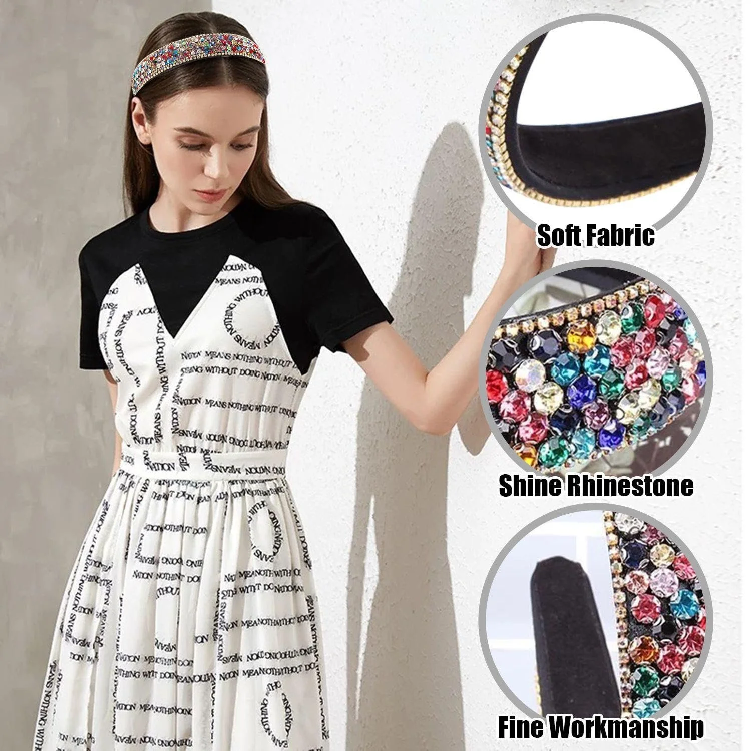 Набір обручів на голову 2 шт, зі стразами, фото №3