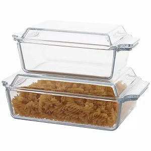 Набор форм для запекания WOPPLXY прямоугольные стеклянные с крышками 1 л и 1.5 л 2 шт прозрачные - Фото 1