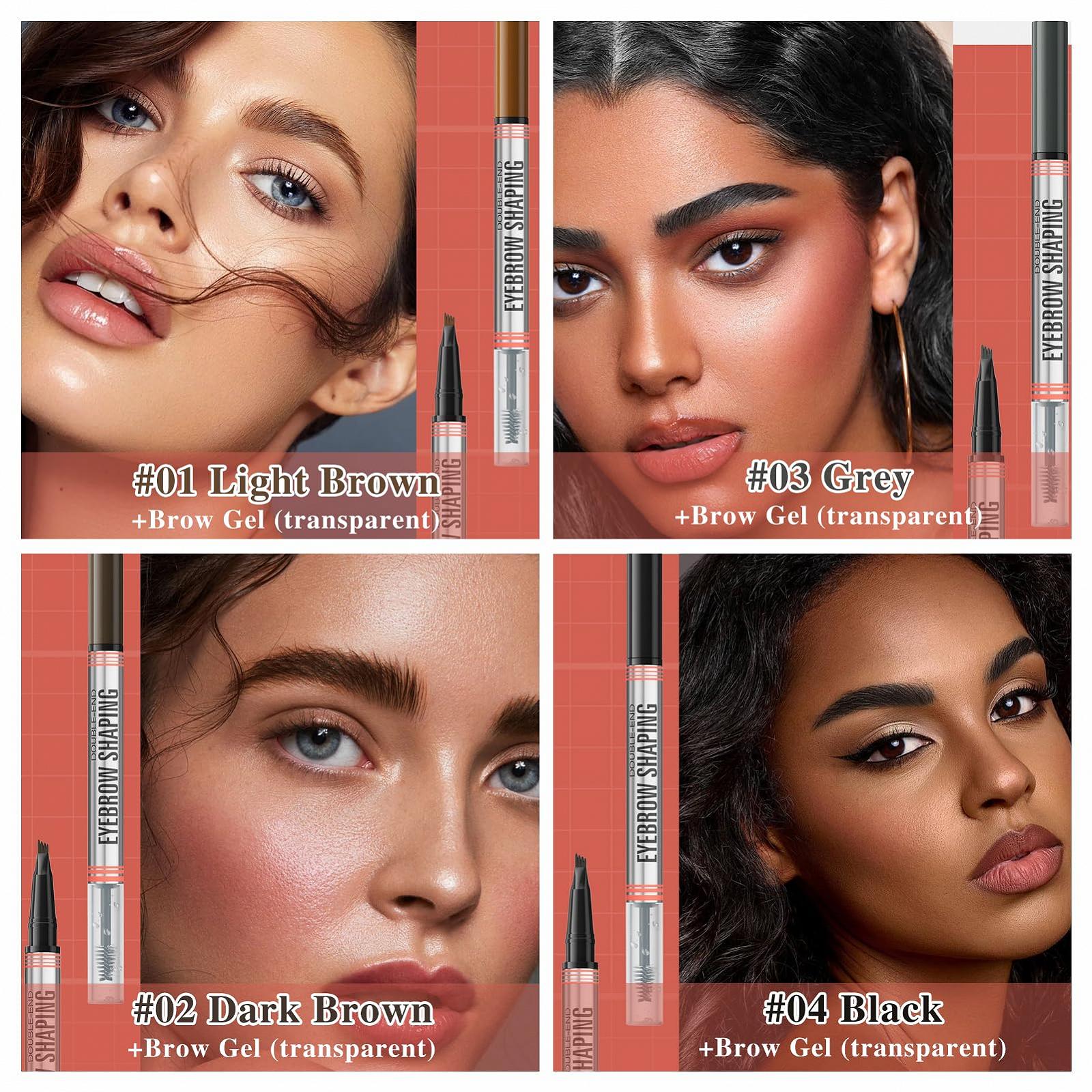 Олівець для брів 3D Водостійкий 2-в-1 з гелем Світло-коричневий, фото №7