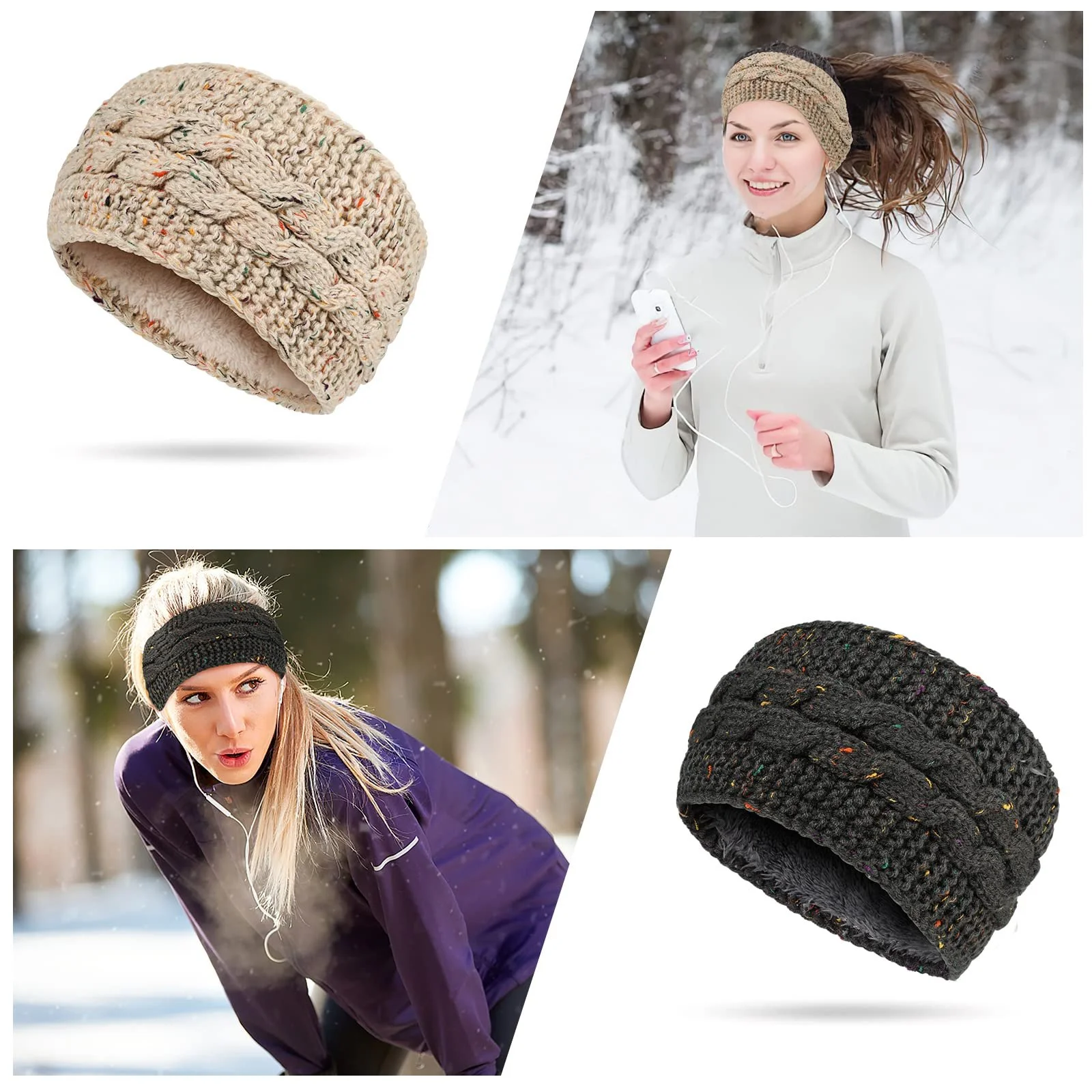 Жіноча зимова пов'язка на голову Вязана, фото №5